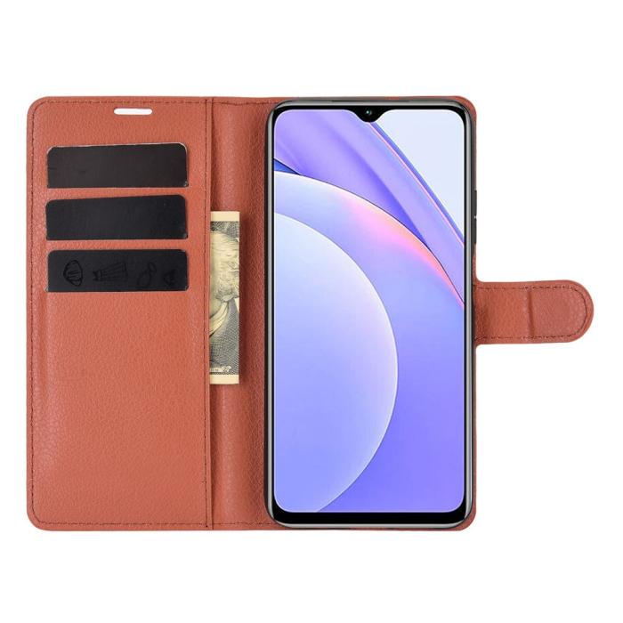 Bild 4,  Xiaomi Redmi 9T - Litchi Läder Fodral - Brun