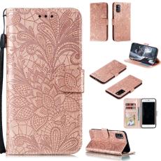  Samsung Galaxy A41 - Flower Pl&aring;nboksfodral - Ros&eacute;guld