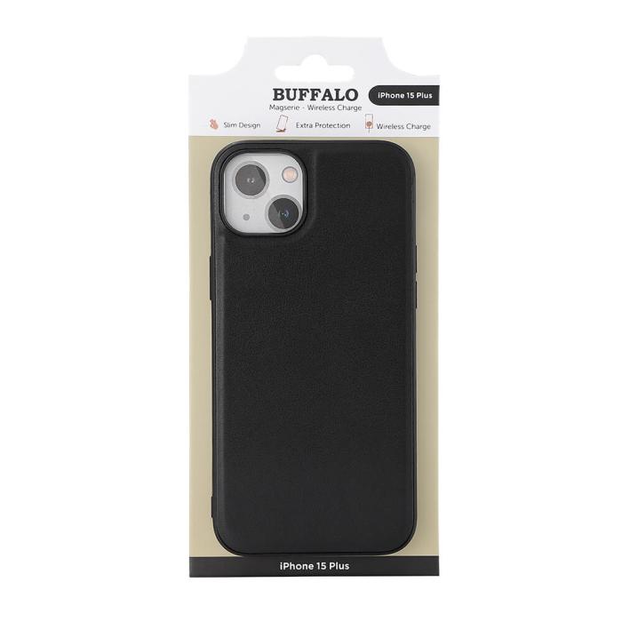 Bild 2, Buffalo Buffalo iPhone 15 Plus Mobilskal MagSafe Läder Svart