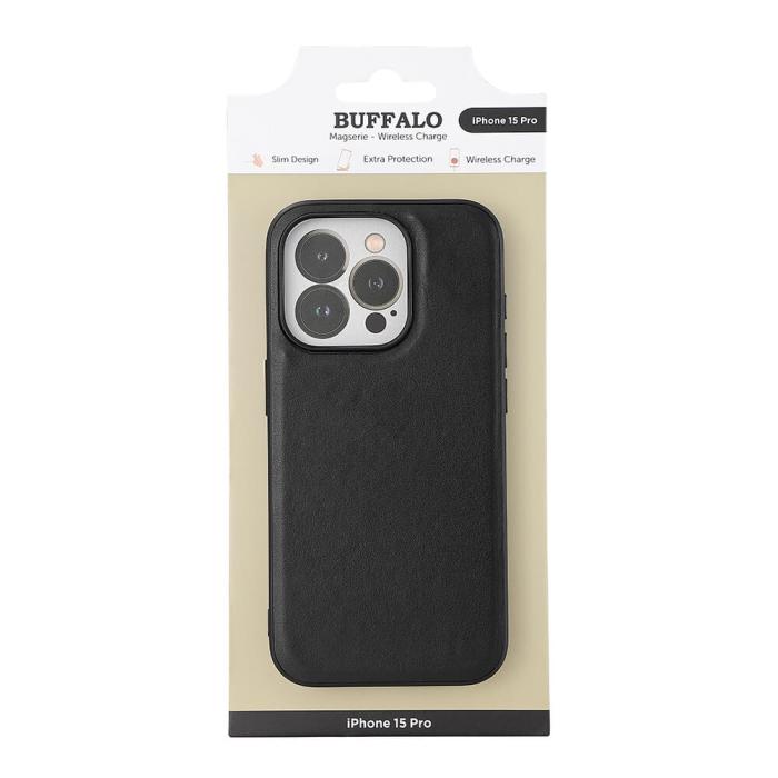 Bild 2, Buffalo Buffalo iPhone 15 Pro Mobilskal MagSafe Läder Svart