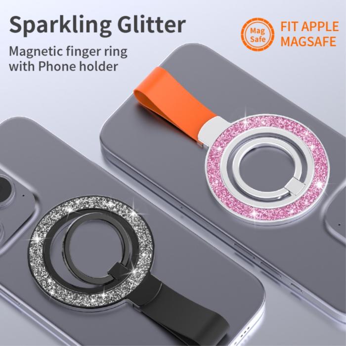 Bild 2,  Magnetisk MagSafe Ring Hållare Glitter Rosa