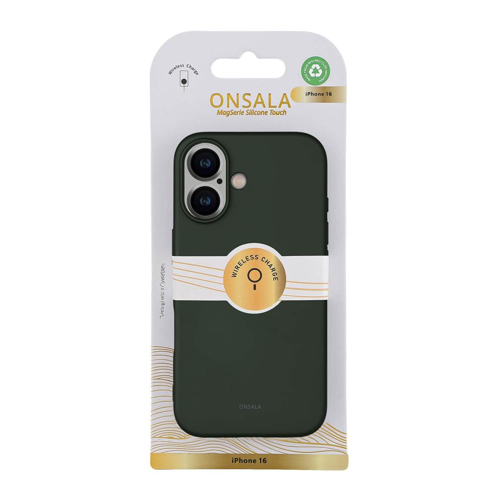 Onsala Onsala iPhone 16 Mobilskal Med Silikonkänsla Olivgrön