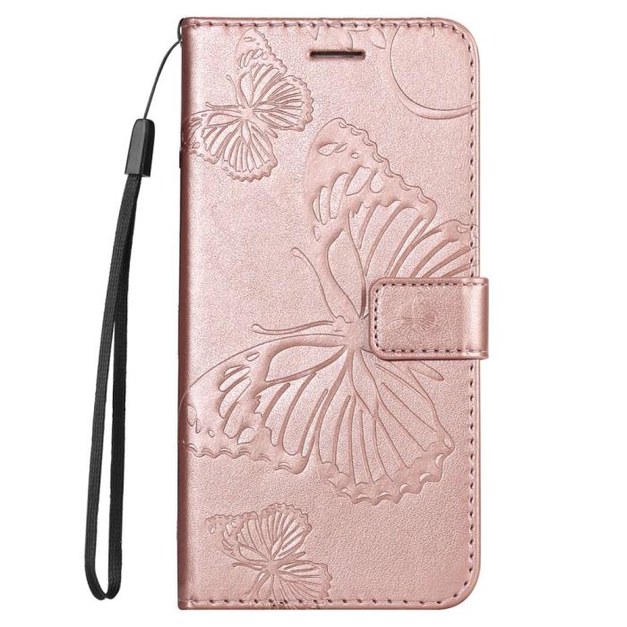 Bild 6,  Samsung Galaxy S23 Plus Fodral Tryckta Fjärilar Roséguld
