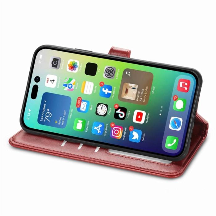 Bild 4,  iPhone 15 Pro Fodral Solid Med Magnetisk Mässing Röd