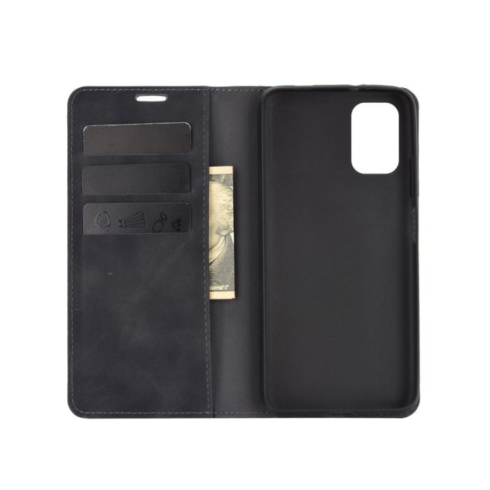 Bild 3,  Xiaomi Redmi 9T - Silkeslent Läder Flip Fodral - Svart