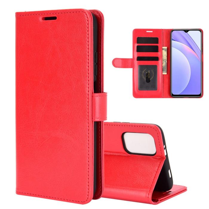 Bild 2,  Xiaomi Redmi 9T - Crazy Horse Läder Fodral - Röd