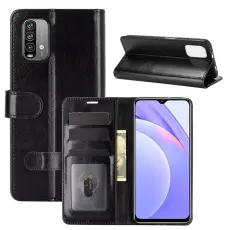  Xiaomi Redmi 9T - Crazy Horse L&auml;der Fodral - Svart