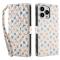  iPhone 16 Pro Max Fodral Rhombus Läder Blommor Vit