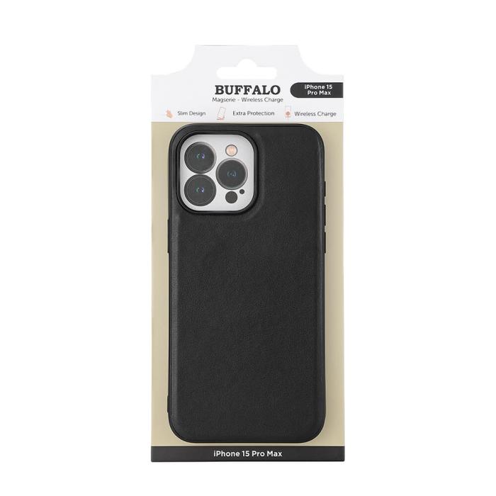 Bild 2, Buffalo Buffalo iPhone 15 Pro Max Mobilskal MagSafe Läder Svart
