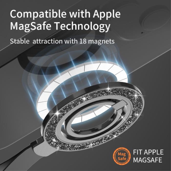 Bild 5,  Magnetisk MagSafe Ring Hållare Glitter Rosa