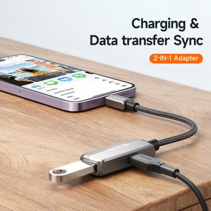 Bild 3, MCDODO Mcdodo 2.4A 2in1 Lightning - USB-A 3.0/Lightning Hona Adapter