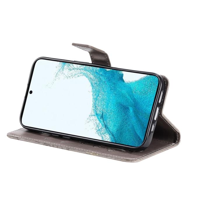 Bild 4,  Samsung Galaxy S23 Plus Fodral Tryckta Fjärilar Grå