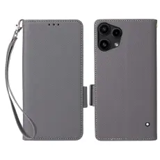  Nothing Phone 3a Lite Fodral Litchi L&auml;der Gr&aring;