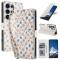  Samsung Galaxy S26 Ultra Fodral Rhombus Läder Blommor Vit