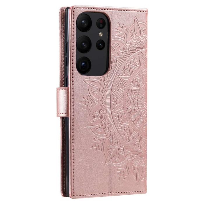 Bild 6,  Samsung Galaxy S23 Ultra Fodral Mandala Läder Roséguld