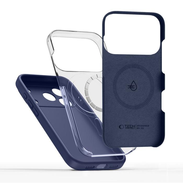 Bild 3, Tech-Protect Tech-Protect iPhone 17 Pro Skal MagSafe Silicone Deep Blue