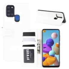  Samsung Galaxy A21s - Crazy Horse Pl&aring;nboksfodral - Vit