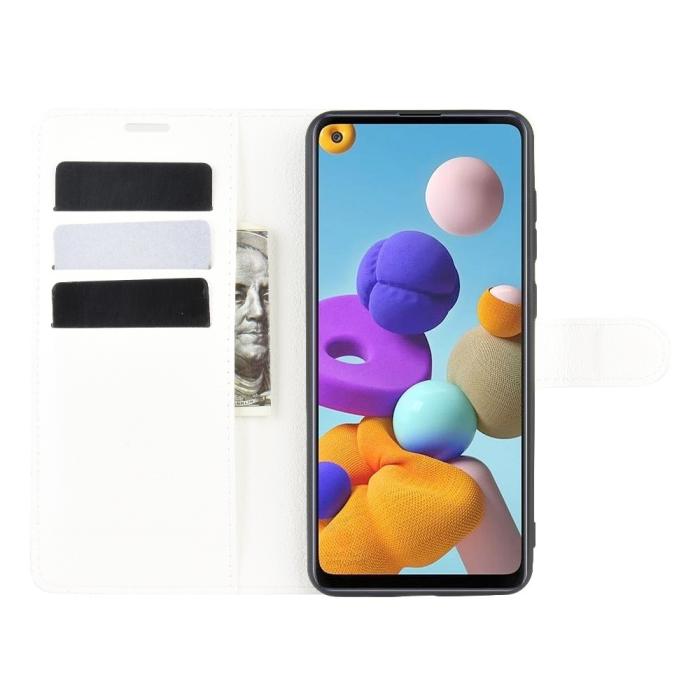 Bild 4,  Samsung Galaxy A21s - Litchi Plånboksfodral - Vit