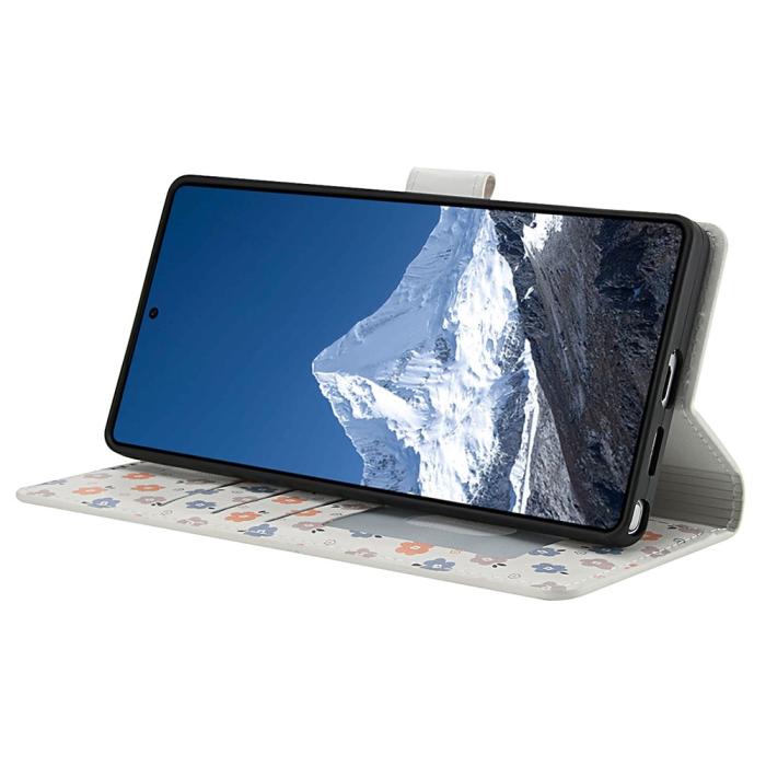 Bild 4,  Samsung Galaxy S26 Ultra Fodral Rhombus Läder Blommor Vit
