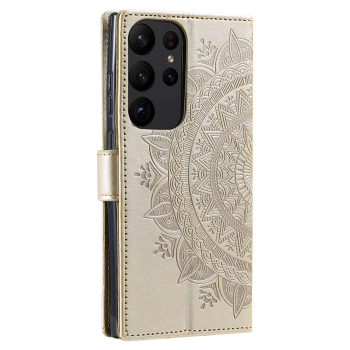 Bild 6,  Samsung Galaxy S23 Ultra Fodral Mandala Läder Guld