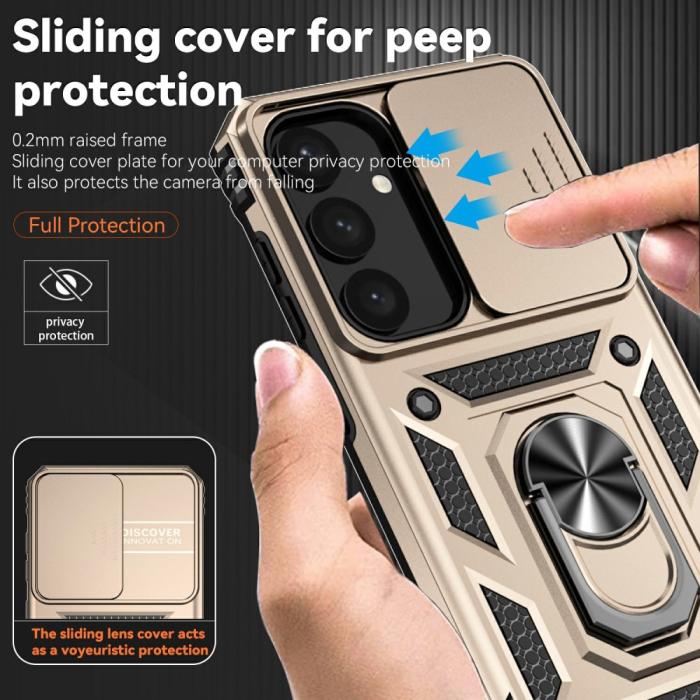 Bild 5,  Samsung Galaxy S25 Plus Skal Hybrid Ring CamShield Guld