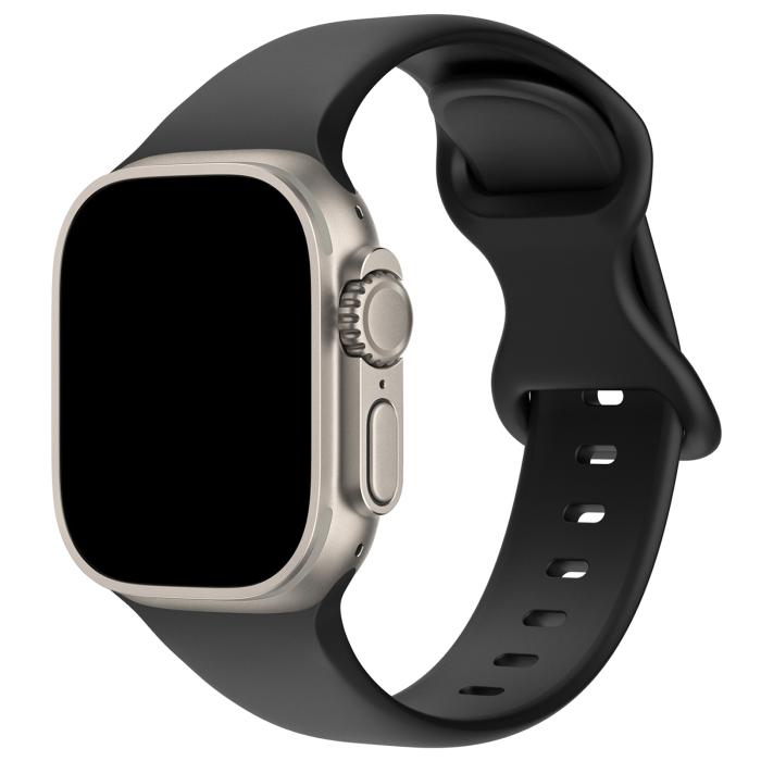 Bild 2, ColorPop Silikon Armband Butterfly Apple Watch 42/44/45/46/49 mm (M/L) Svart