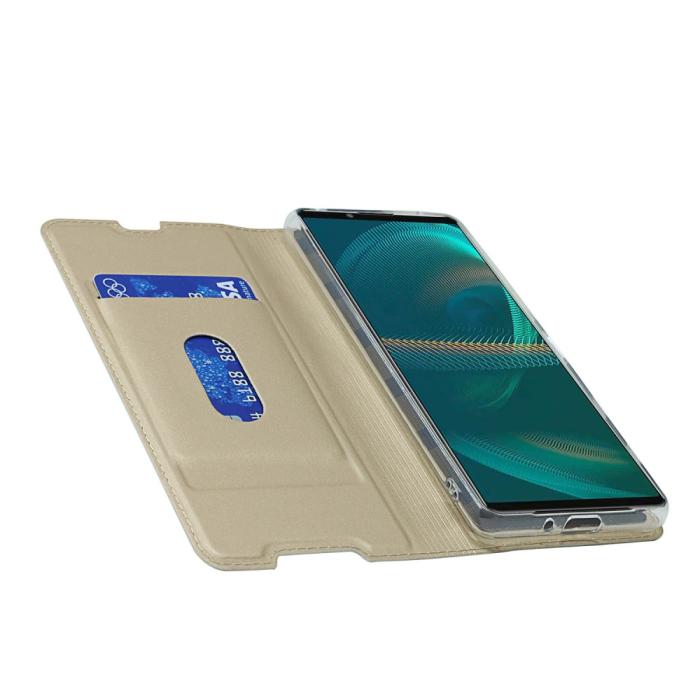 Bild 6,  Sony Xperia 5 III Fodral Skin Touch Läder Guld