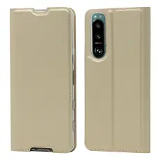  Sony Xperia 5 III Fodral Skin Touch L&auml;der Guld
