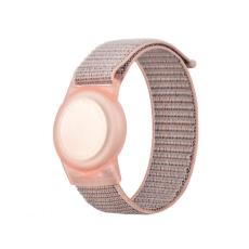  Apple AirTag 2/1 Nylon Armband F&ouml;r Barn (L) Rosa