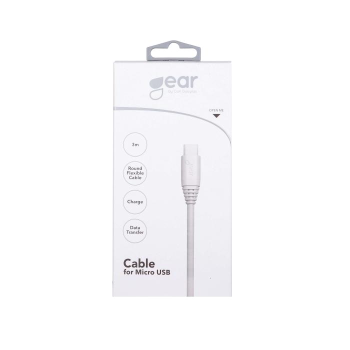 Bild 2, Gear GEAR Laddkabel MicroUSB 3m Kabel Vit