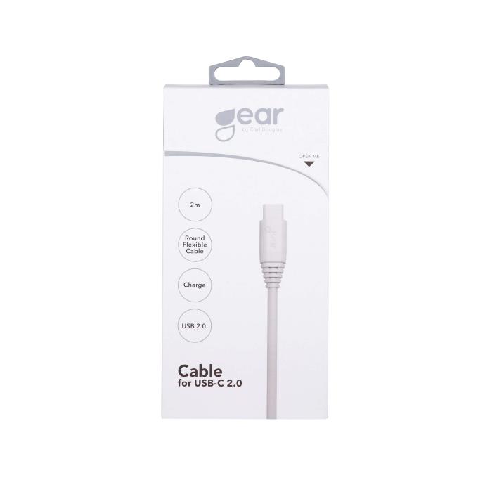 Bild 2, Gear GEAR Laddkabel 2m USB-C till USB-A Vit