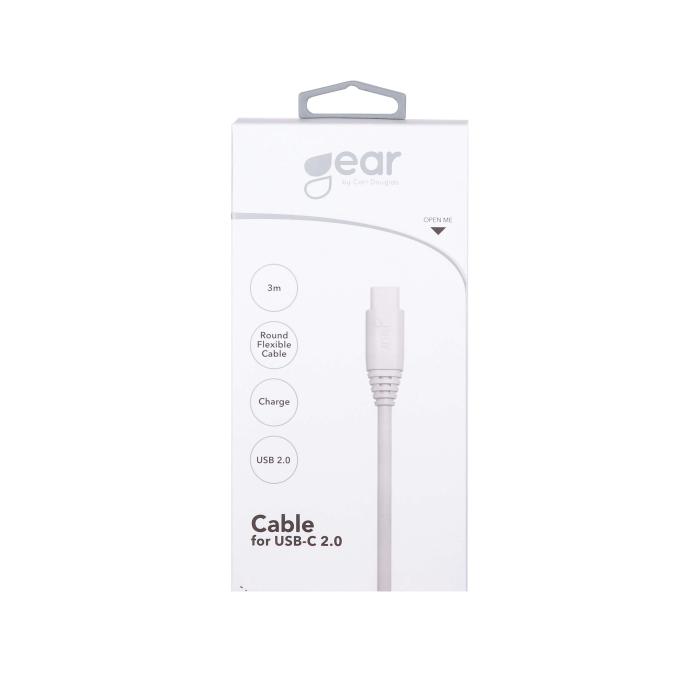 Bild 2, Gear GEAR Laddkabel 3m USB-C till USB-A Vit