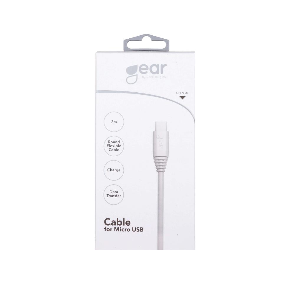 Gear GEAR Laddkabel MicroUSB 3m Kabel Vit