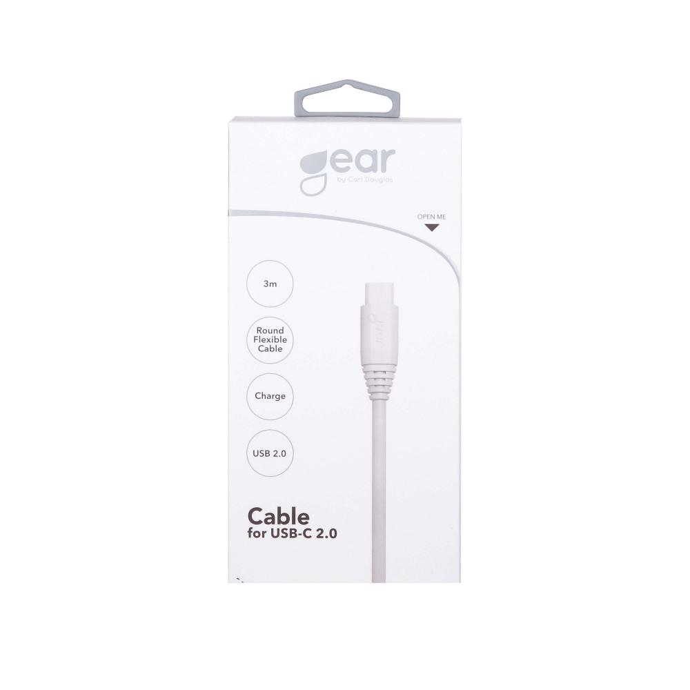 Gear GEAR Laddkabel 3m USB-C till USB-A Vit