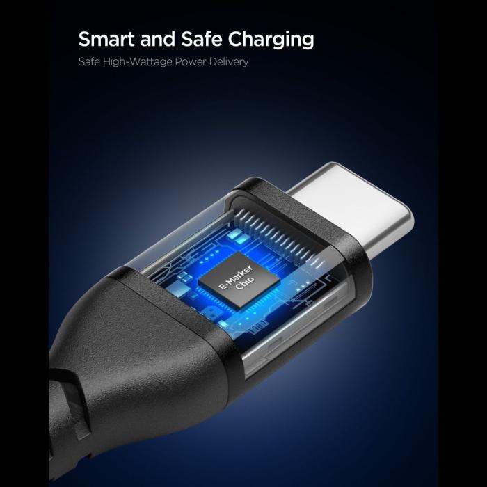 Bild 2, Spigen Spigen 1m 100W USB-C - USB-C Kabel Essential Svart