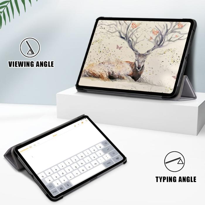 Bild 4,  iPad Air 2026-2020 Fodral Tri-Fold Litchi Grå