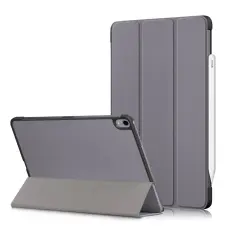  iPad Air 2026-2020 Fodral Tri-Fold Litchi Gr&aring;