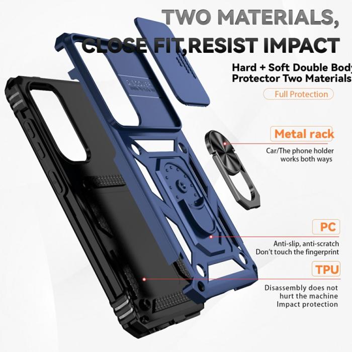 Bild 4,  Samsung Galaxy S25 Plus Skal Hybrid Ring CamShield Blå