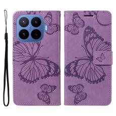  Xiaomi 17T Fodral L&auml;der Fj&auml;rilar Lila