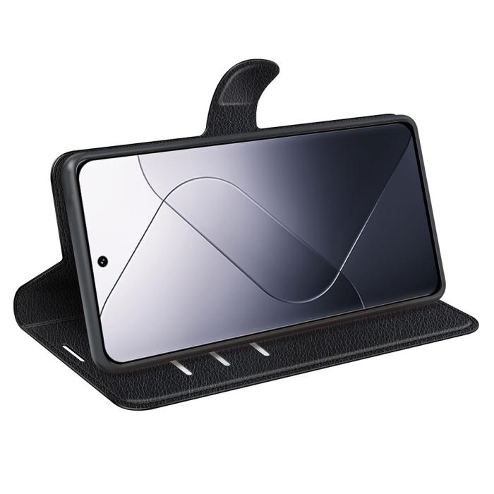 Bild 3,  Xiaomi 14 Fodral Litchi Läder Svart