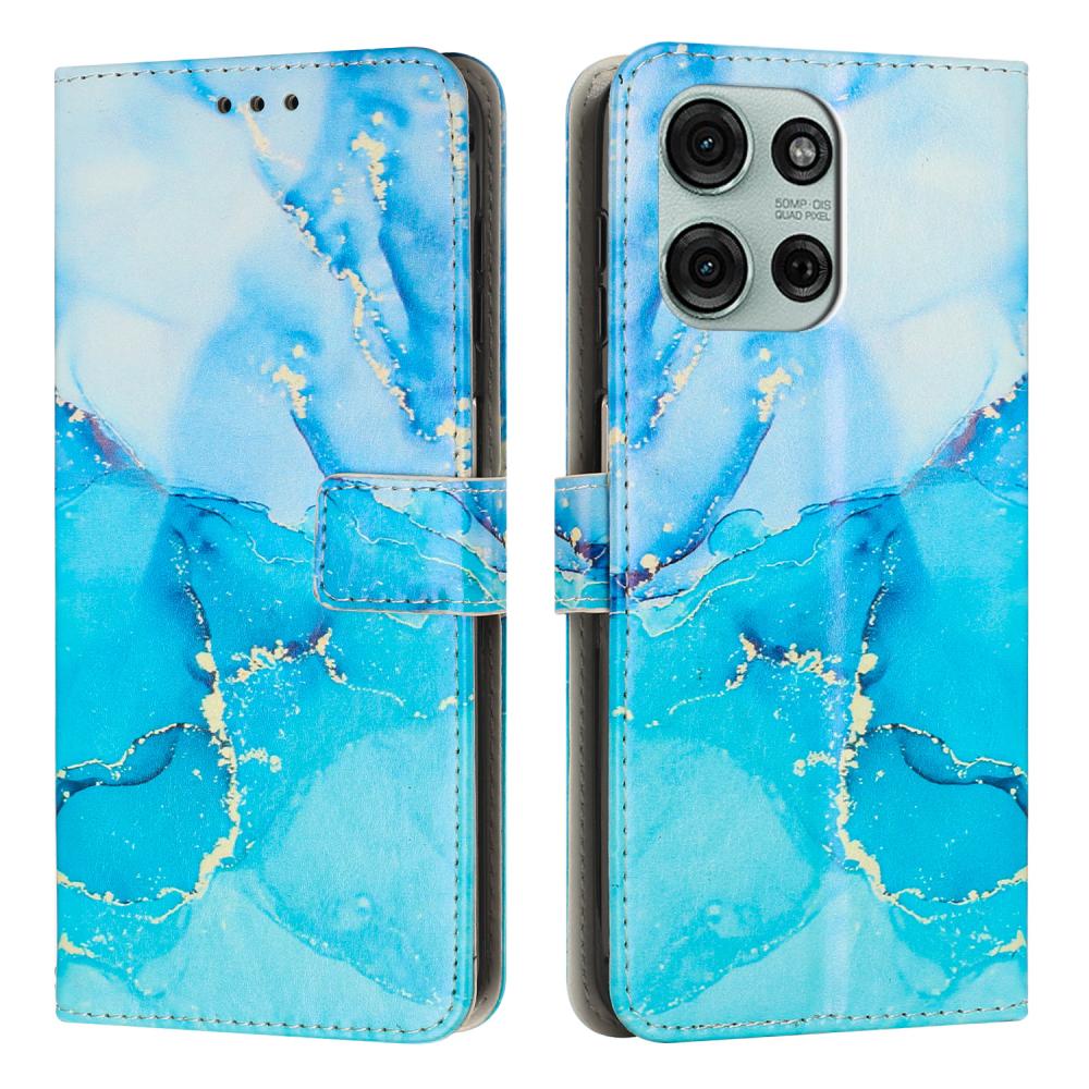  Motorola Moto G86 Power / G86 5G Fodral Läder Marmor Blå