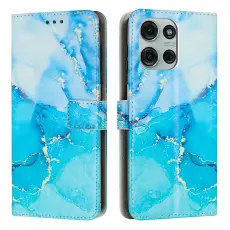  Motorola Moto G86 Power / G86 5G Fodral L&auml;der Marmor Bl&aring;