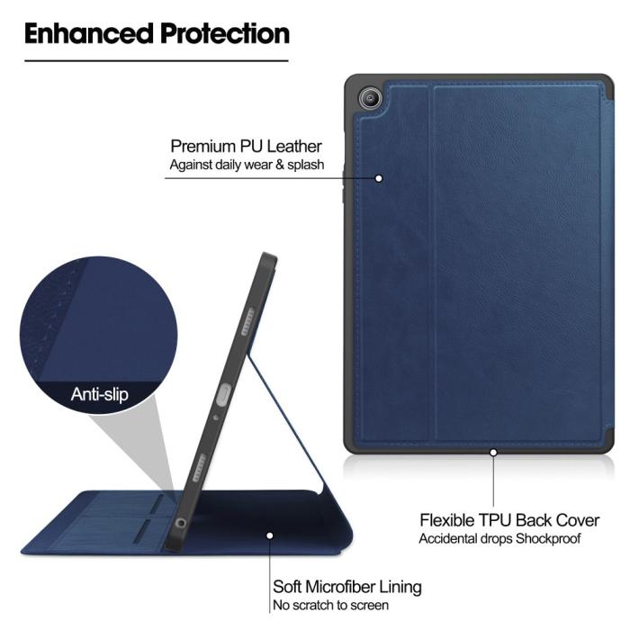 Bild 5,  Galaxy Tab A9 Plus Fodral Business Läder Pennhållare Blå