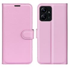  Xiaomi Redmi Note 12 4G Fodral Litchi L&auml;der Ljus Rosa