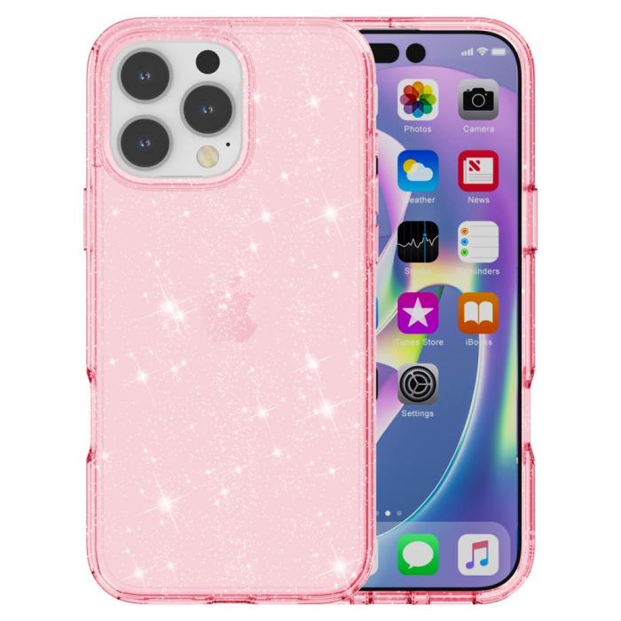 Bild 2,  iPhone 16 Pro Skal Glitter Rosa