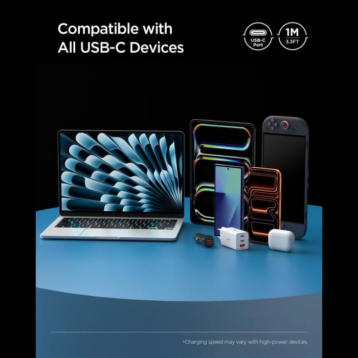 Bild 6, Spigen Spigen 1m 100W USB-C - USB-C Kabel Essential Svart