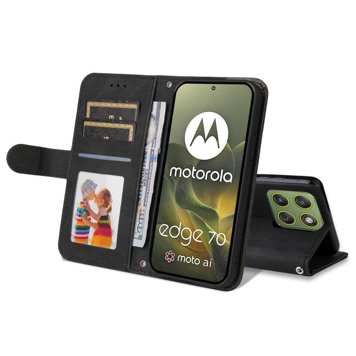 Bild 2,  Motorola Edge 70 Fodral Skin Touch Läder Svart