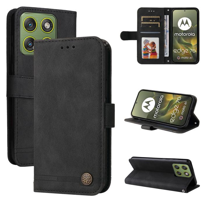 Bild 3,  Motorola Edge 70 Fodral Skin Touch Läder Svart