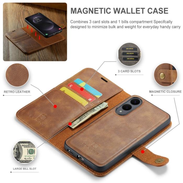 Bild 4, DG.MING DG.MING Galaxy S25 Edge 2in1 Magnet Fodral / Skal Brun
