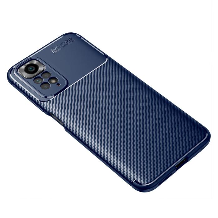 Bild 2,  Xiaomi Redmi Note 11 4G Skal Kolfiber Textur Blå